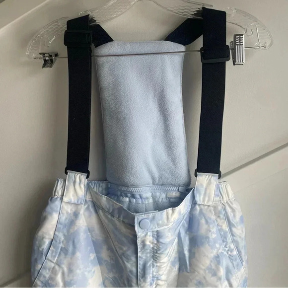 Children’s Place Girls snow pants overall white blue clouds size 14 - Picture 2 of 6